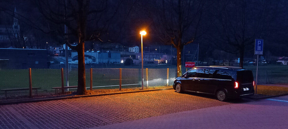 A car waiting at 3 a.m., positioned in advance for a late arrival during a private villa stay.